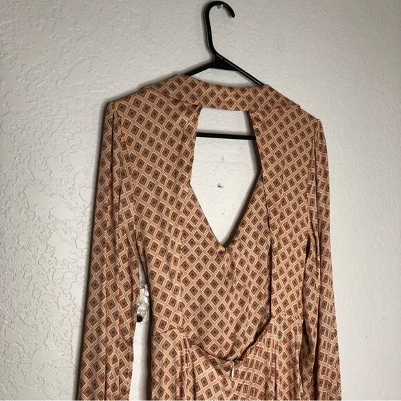 Free People It Takes Two ivory cream blue orange geometric dress size Small NWT - Picture 5 of 16